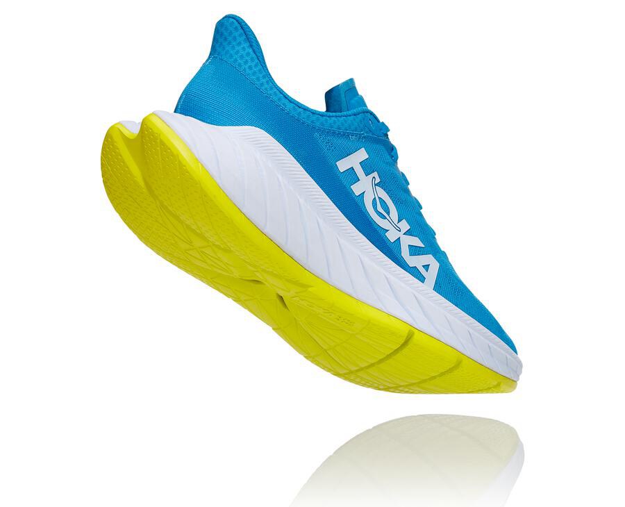 Hoka One One Running Shoes Womens Blue/White - Carbon X 2 - 87365TBEF